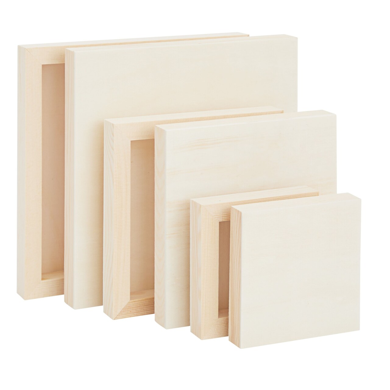 Bright Creations Unfinished Wood Canvas Boards for Crafts and Painting (3 Sizes, 6 Pack)
